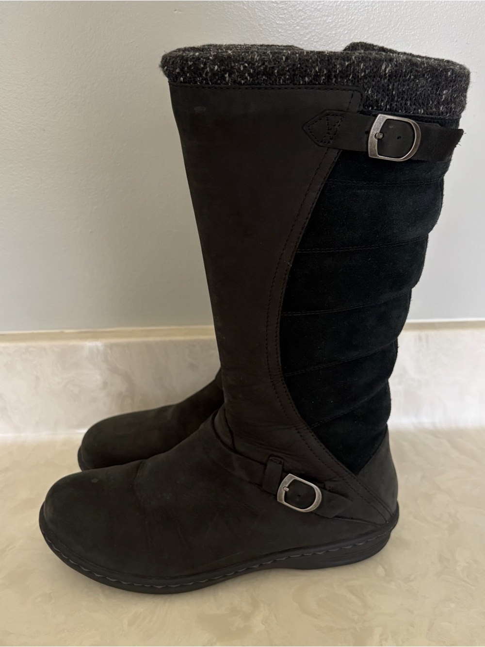Teva De La Vina Quilted Tall Waterproof Leather Boots Black Size 8